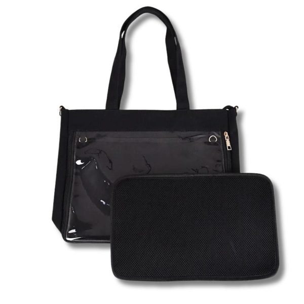 Large Convertible Ita Bag with Clear Window for Pin Display — ita bag detail view