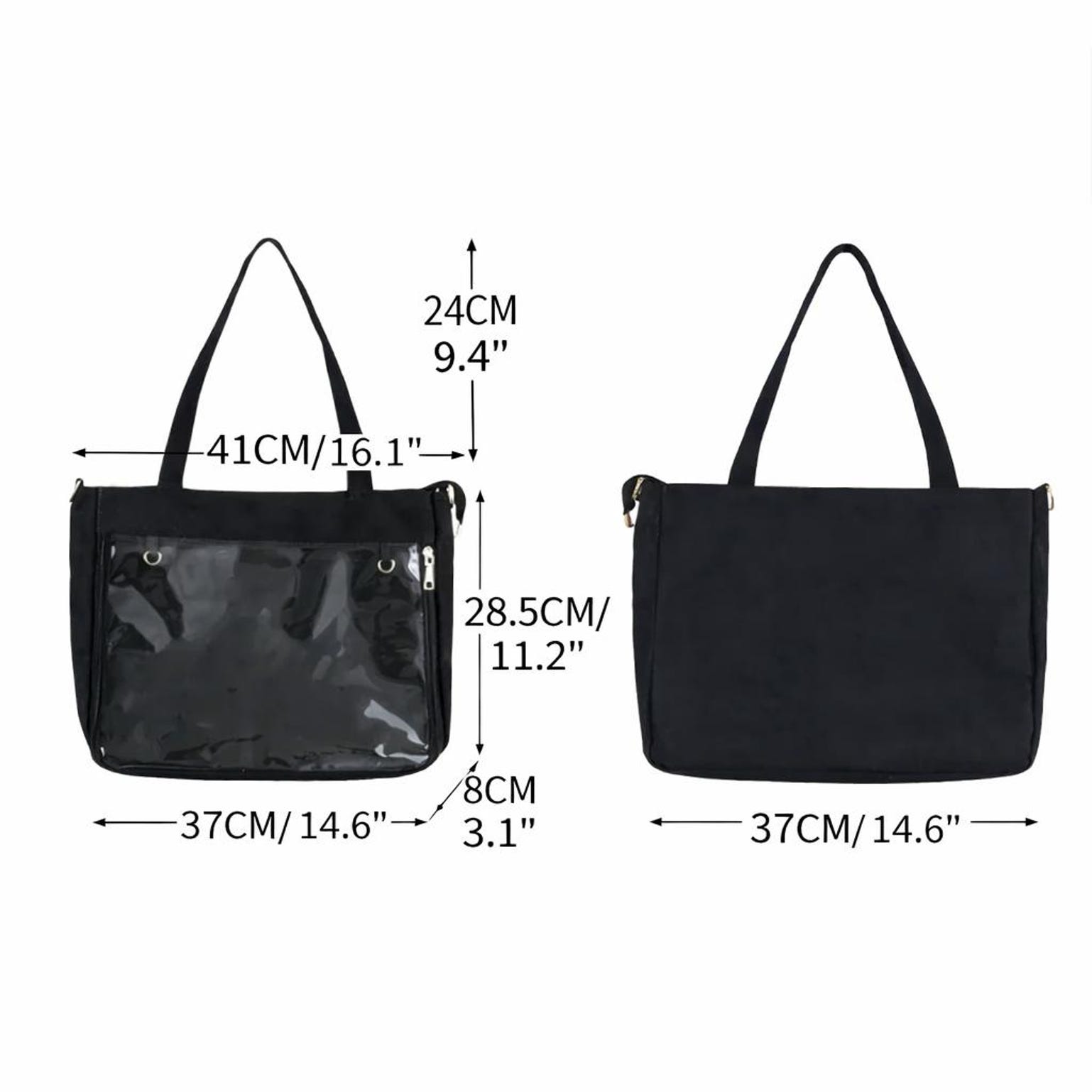 Large Convertible Ita Bag with Clear Window for Pin Display Large Convertible Ita Bag with Clear Window for Pin Display — ita bag detail view