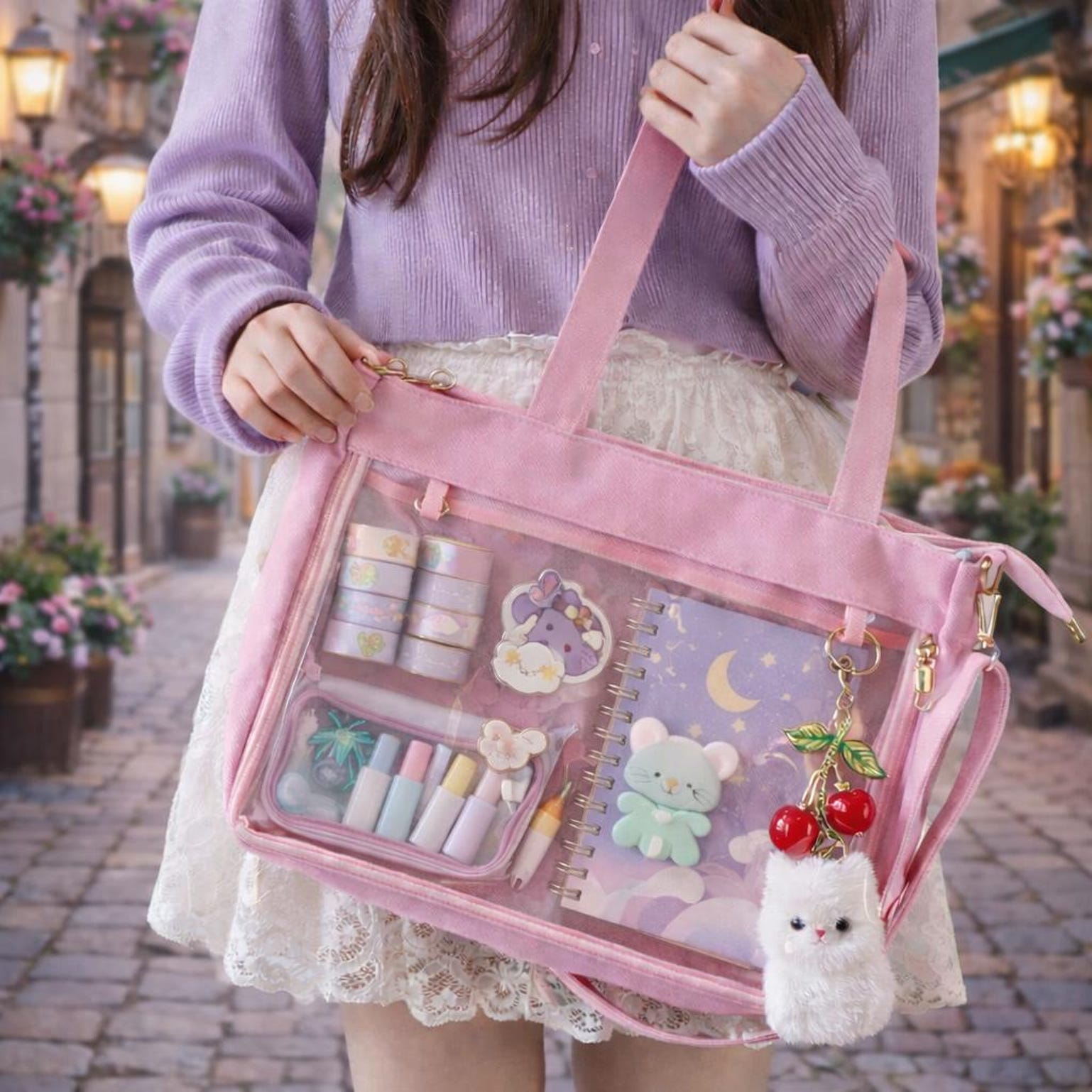 Large Convertible Ita Bag with Clear Window for Pin Display Large Convertible Ita Bag with Clear Window for Pin Display — ita bag with clear display window