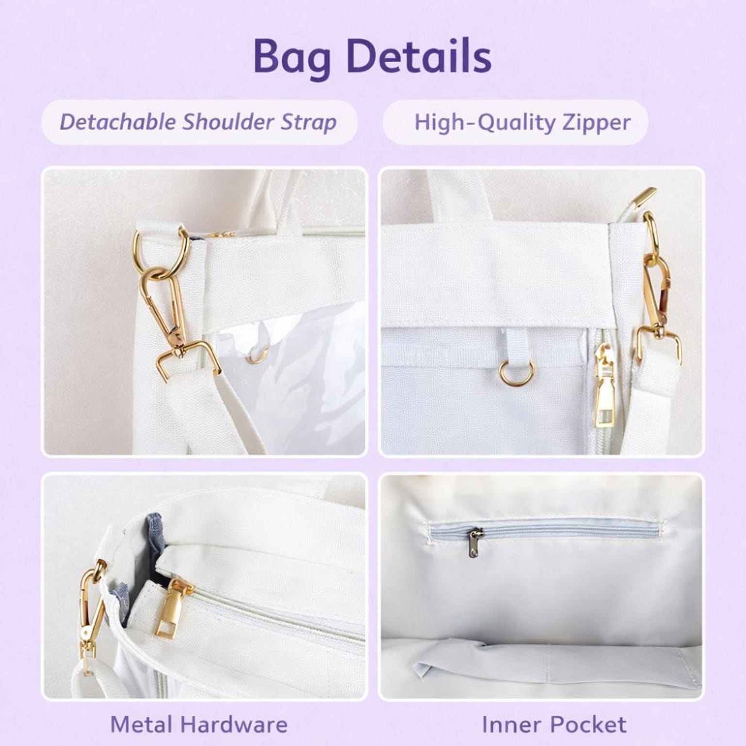 Large Convertible Ita Bag with Clear Window for Pin Display Large Convertible Ita Bag with Clear Window for Pin Display — ita bag detail view