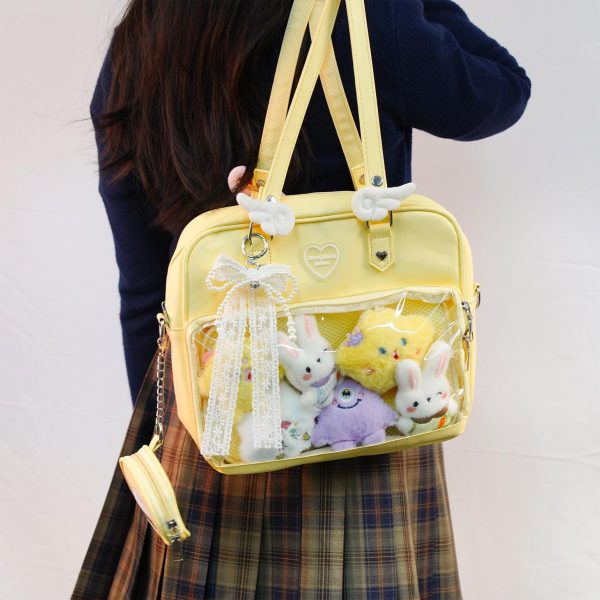Large Convertible Ita Bag with Clear Window for Plushies and Pins — ita bag detail view