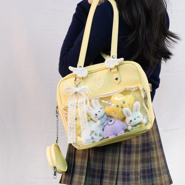 Large Convertible Ita Bag with Clear Window for Plushies and Pins — ita bag detail view
