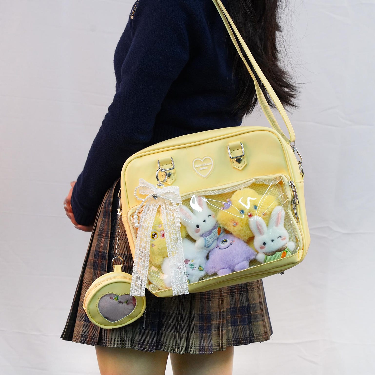 Large Convertible Ita Bag with Clear Window for Plushies and Pins Large Convertible Ita Bag with Clear Window for Plushies and Pins — ita bag with clear display window