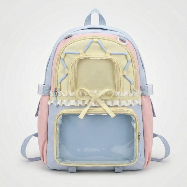 Large Green Kawaii Y2K Ita Backpack with Clear Window for Photocards and Pins — ita backpack detail view
