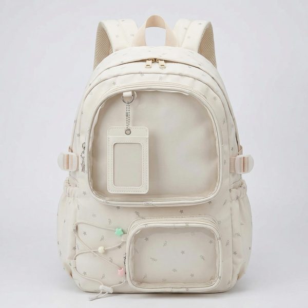 Large Green Kawaii Y2K Ita Backpack with Clear Window for Photocards and Pins — ita backpack detail view