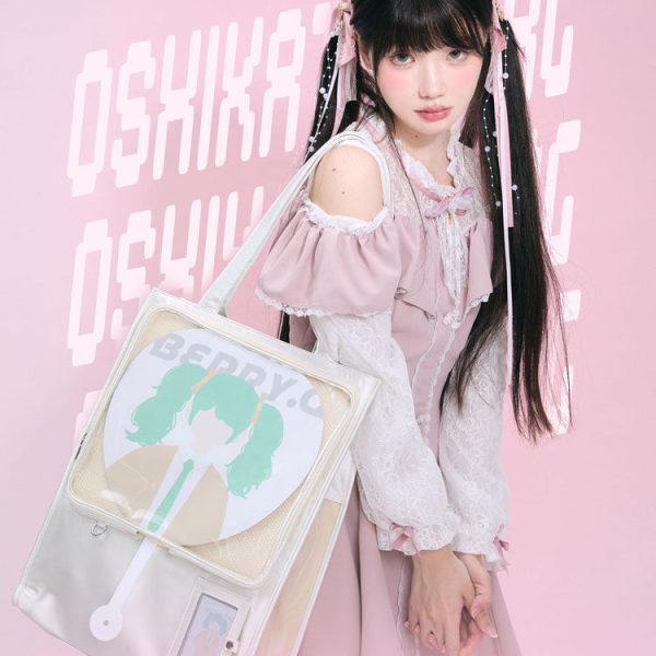 Large Ita Bag with Clear Window for Plushies and Pins — ita bag detail view
