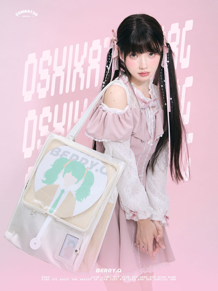 Large Ita Bag with Clear Window for Plushies and Pins Large Ita Bag with Clear Window for Plushies and Pins — ita bag detail view