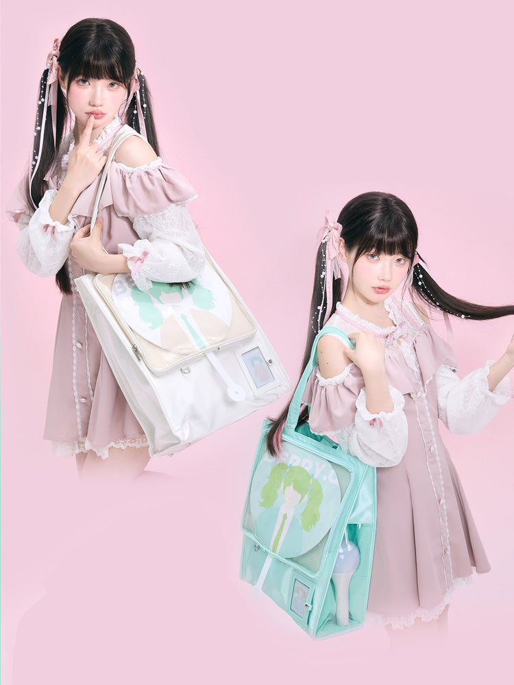 Large Ita Bag with Clear Window for Plushies and Pins Large Ita Bag with Clear Window for Plushies and Pins — ita bag detail view