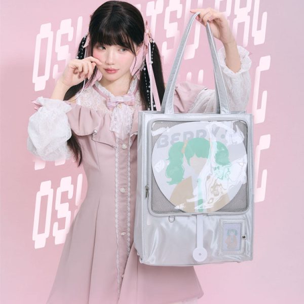 Large Ita Bag with Clear Window for Plushies and Pins — ita bag detail view