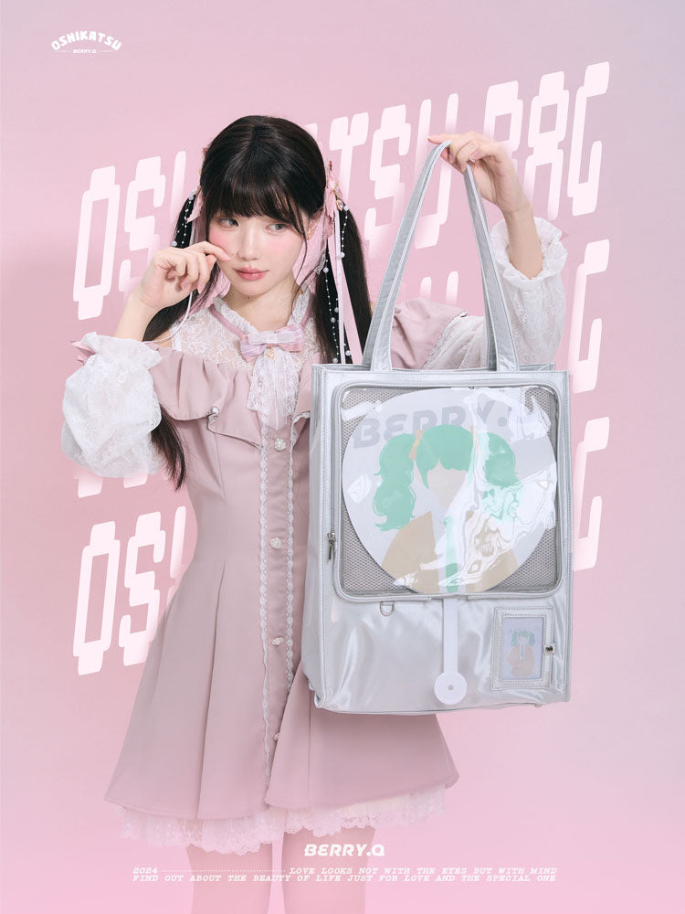 Large Ita Bag with Clear Window for Plushies and Pins Large Ita Bag with Clear Window for Plushies and Pins — ita bag detail view