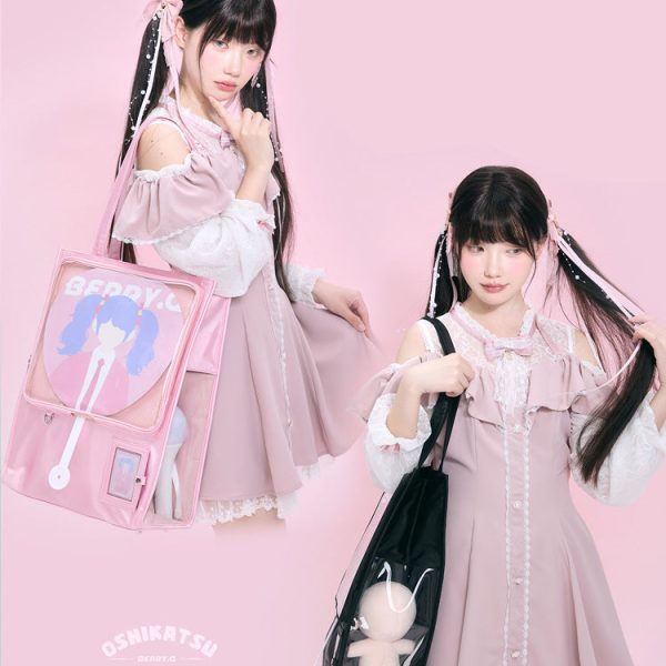 Large Ita Bag with Clear Window for Plushies and Pins — ita bag detail view