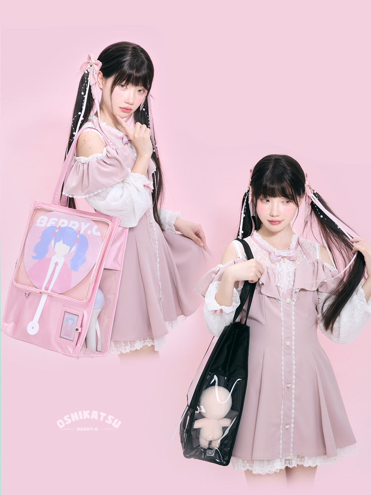 Large Ita Bag with Clear Window for Plushies and Pins Large Ita Bag with Clear Window for Plushies and Pins — ita bag detail view