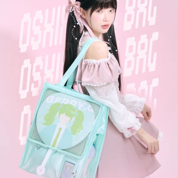 Large Ita Bag with Clear Window for Plushies and Pins — ita bag detail view