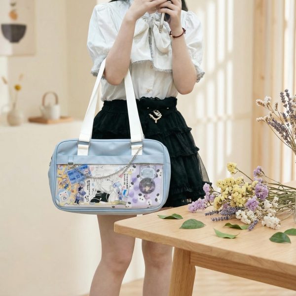 Large Ita Messenger Bag with Clear Window for Plushies and Pins — ita bag detail view