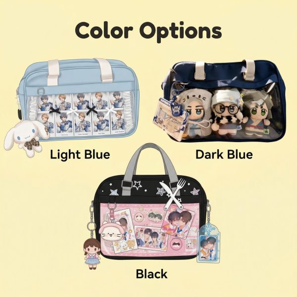 Large Ita Messenger Bag with Clear Window for Plushies and Pins — ita bag detail view