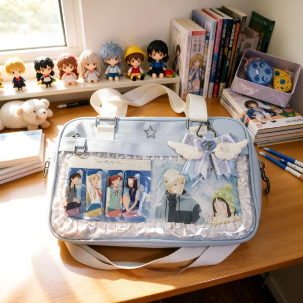 Large Ita Messenger Bag with Clear Window for Plushies and Pins — ita bag detail view
