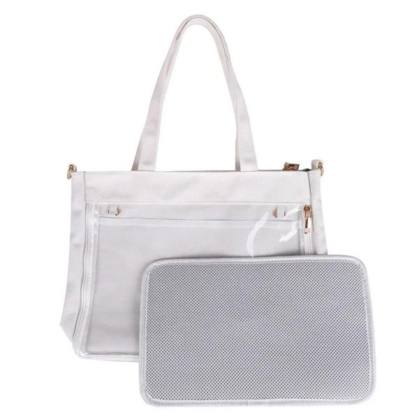 Large Ita Shoulder Bag with Clear Window for Pin Display — crossbody ita bag detail view