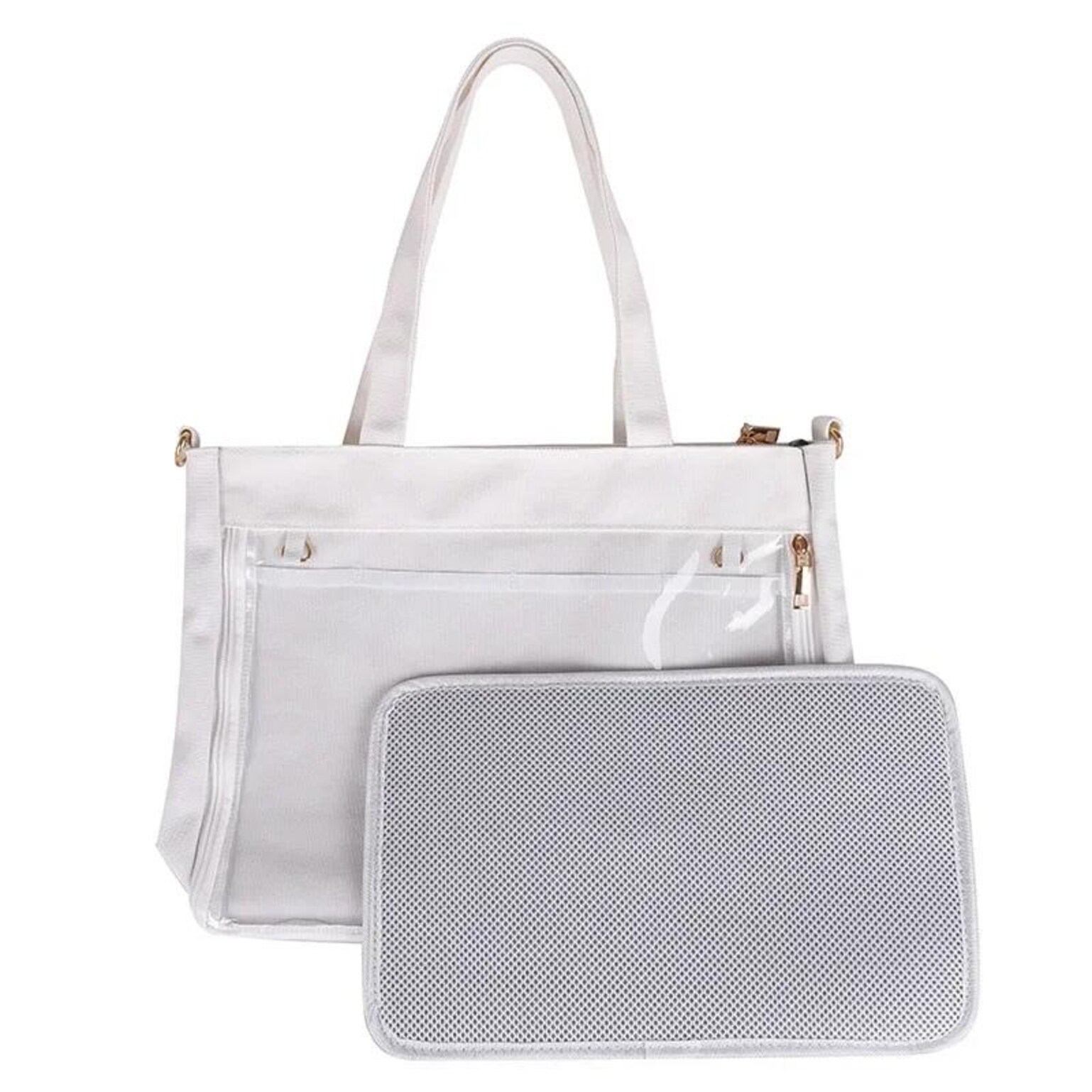 Large Ita Shoulder Bag with Clear Window for Pin Display Large Ita Shoulder Bag with Clear Window for Pin Display — crossbody ita bag detail view