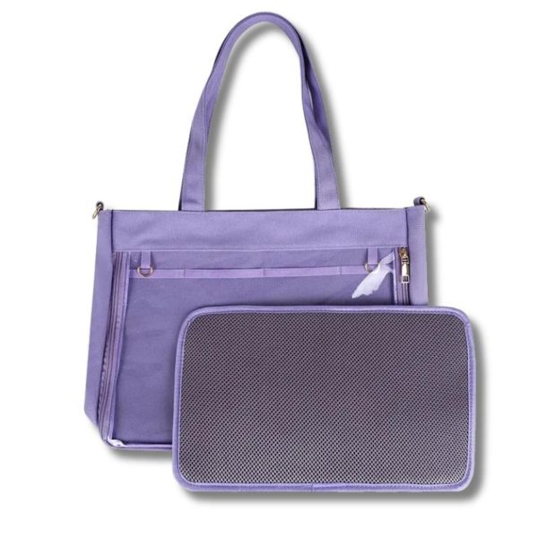 Large Ita Shoulder Bag with Clear Window for Pin Display — crossbody ita bag detail view