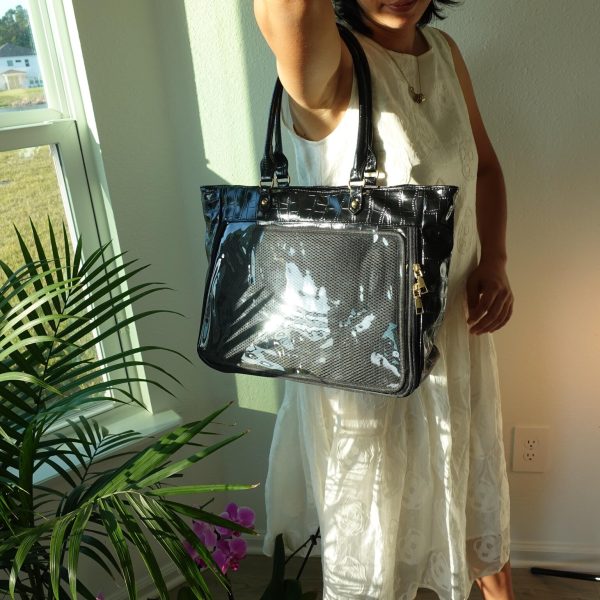 Large Ita Tote Bag with Clear Window for Pin Display — ita tote bag with clear display window
