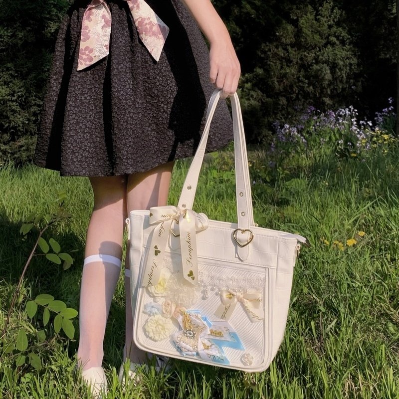 Large Ita Tote Bag with Clear Window for Plushies and Pins Large Ita Tote Bag with Clear Window for Plushies and Pins — ita tote bag with clear display window