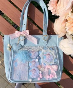 Large Ita Tote Bag with Clear Window for Plushies and Pins — ita tote bag detail view