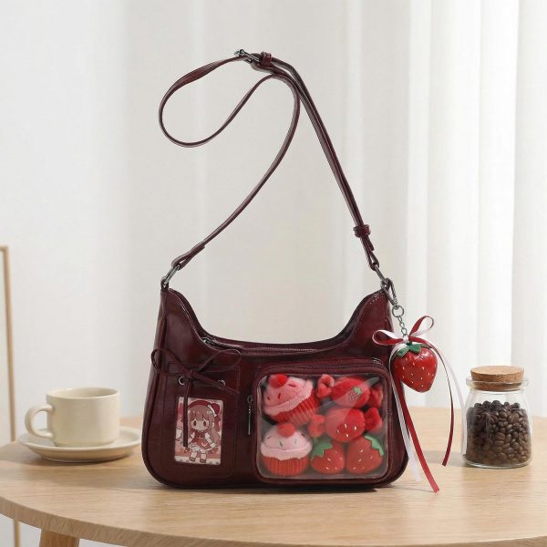 Large Kawaii Convertible Ita Bag with Clear Window for Pin Display — ita bag detail view