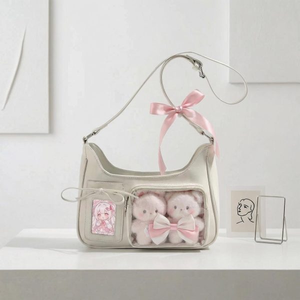 Large Kawaii Convertible Ita Bag with Clear Window for Pin Display — ita bag detail view