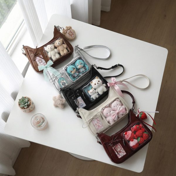 Large Kawaii Convertible Ita Bag with Clear Window for Pin Display — ita bag detail view