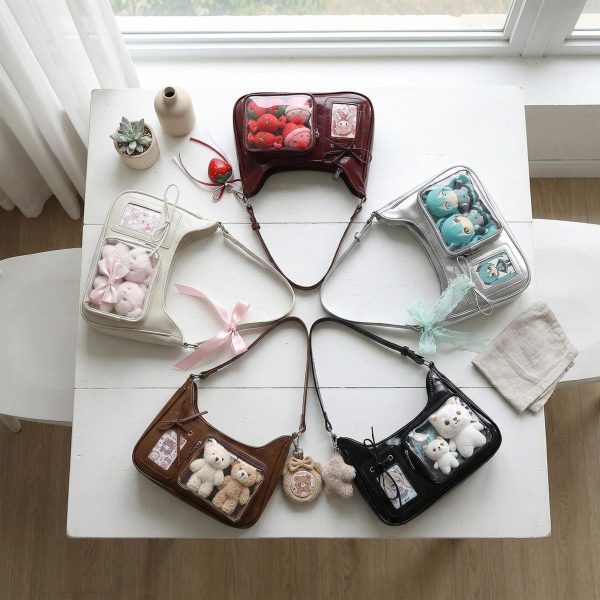 Large Kawaii Convertible Ita Bag with Clear Window for Pin Display — ita bag detail view