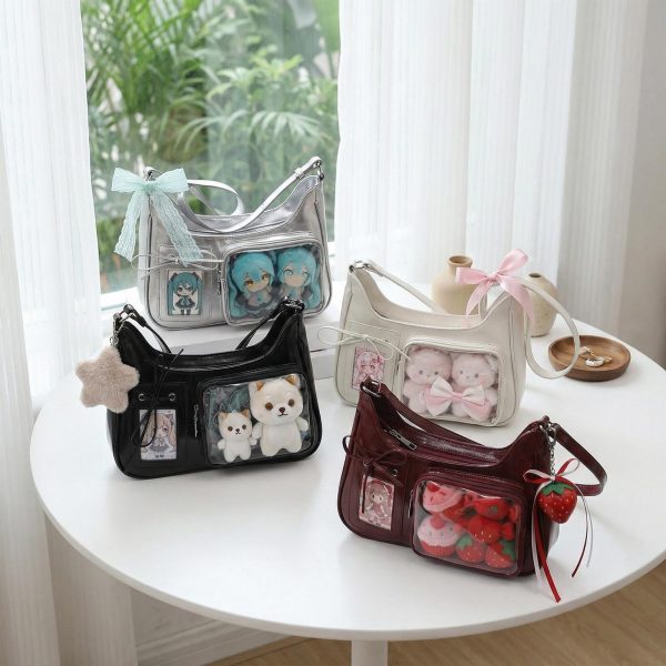 Large Kawaii Convertible Ita Bag with Clear Window for Pin Display — ita bag with clear display window