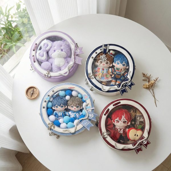 Large Kawaii Convertible Ita Bag with Clear Window for Plushies and Pins — ita bag detail view