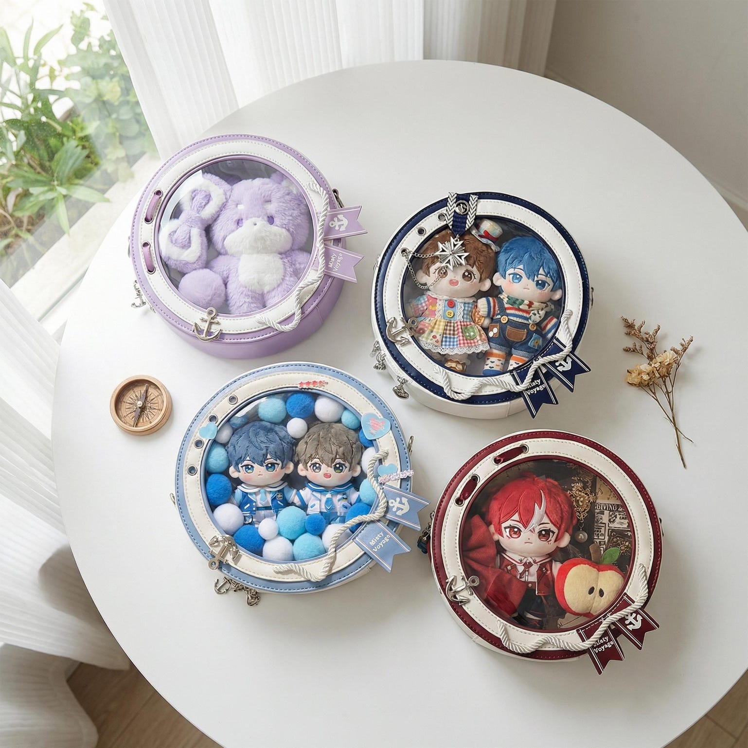 Large Kawaii Convertible Ita Bag with Clear Window for Plushies and Pins Large Kawaii Convertible Ita Bag with Clear Window for Plushies and Pins — ita bag detail view