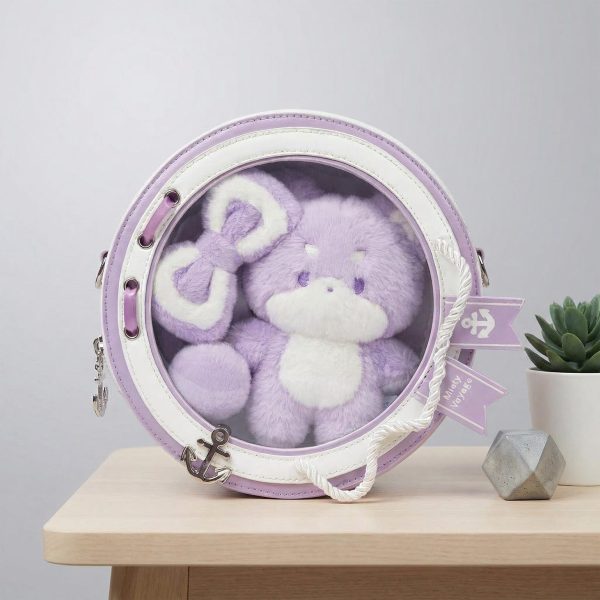 Large Kawaii Convertible Ita Bag with Clear Window for Plushies and Pins — ita bag detail view