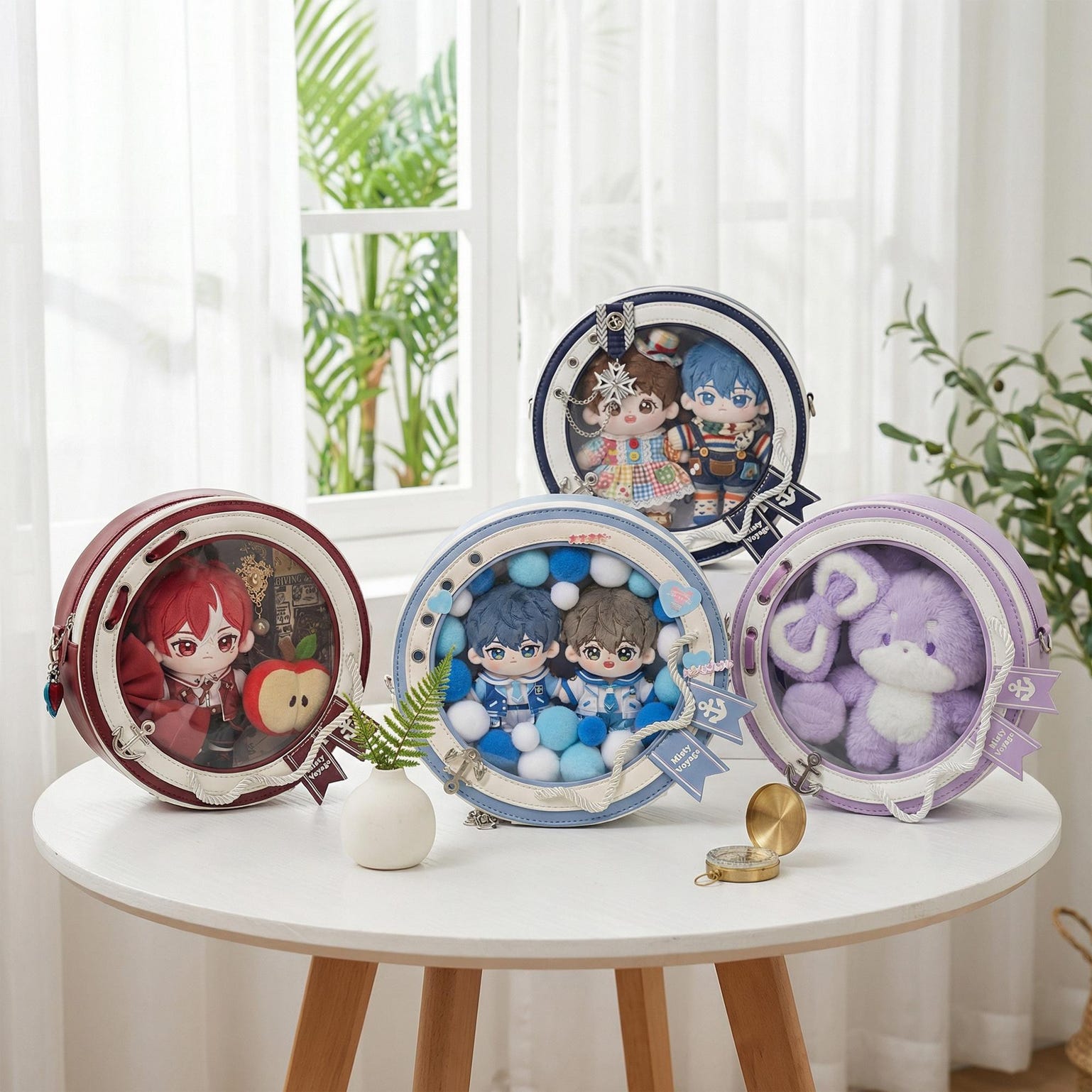 Large Kawaii Convertible Ita Bag with Clear Window for Plushies and Pins Large Kawaii Convertible Ita Bag with Clear Window for Plushies and Pins — ita bag detail view