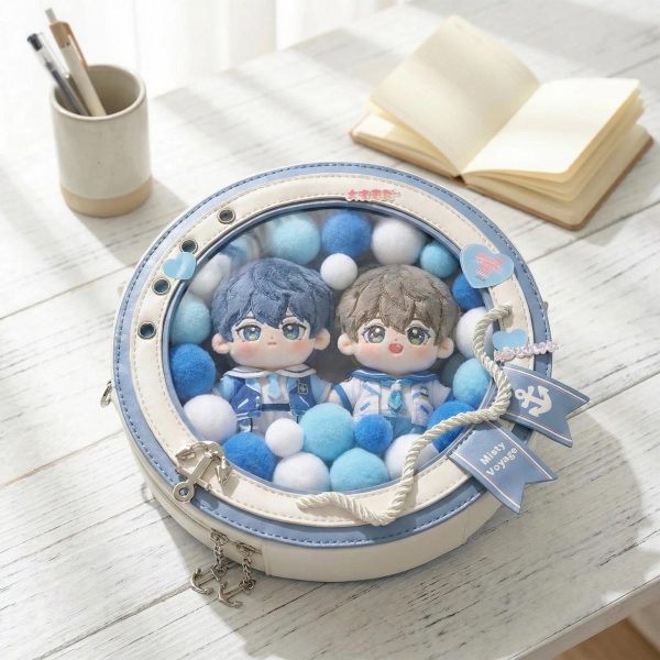 Large Kawaii Convertible Ita Bag with Clear Window for Plushies and Pins — ita bag detail view