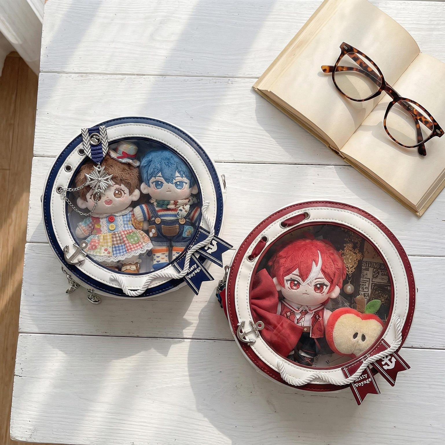 Large Kawaii Convertible Ita Bag with Clear Window for Plushies and Pins Large Kawaii Convertible Ita Bag with Clear Window for Plushies and Pins — ita bag detail view