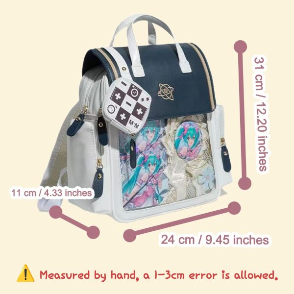 Large Kawaii Ita Backpack with Clear Window for Plushies and Pins — ita backpack detail view