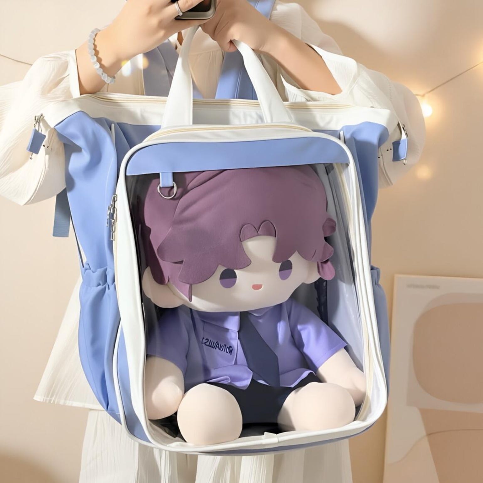 Large Kawaii Ita Backpack with Clear Window for Plushies and Pins Large Kawaii Ita Backpack with Clear Window for Plushies and Pins — ita backpack with clear display window