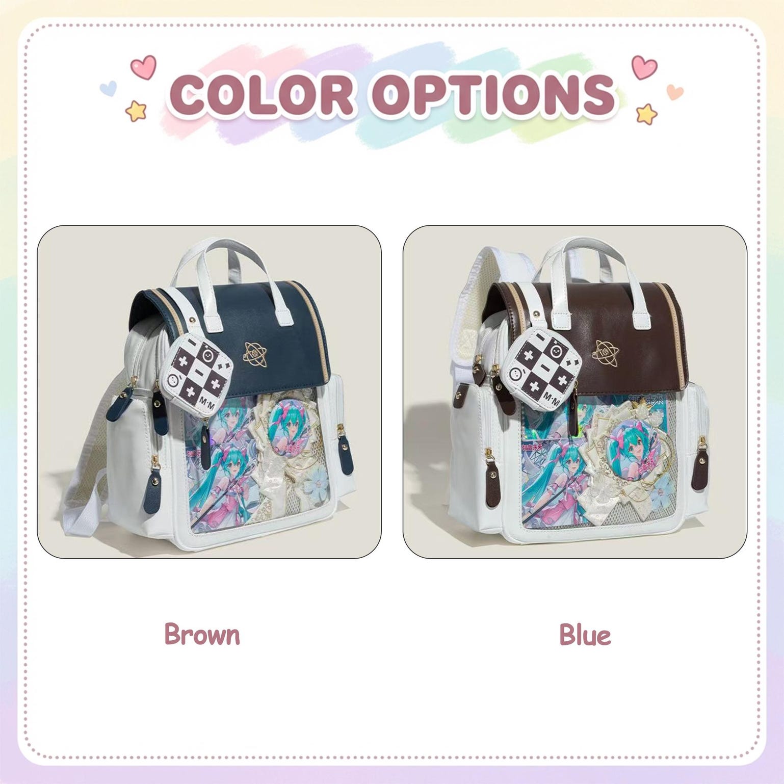 Large Kawaii Ita Backpack with Clear Window for Plushies and Pins Large Kawaii Ita Backpack with Clear Window for Plushies and Pins — ita backpack with clear display window