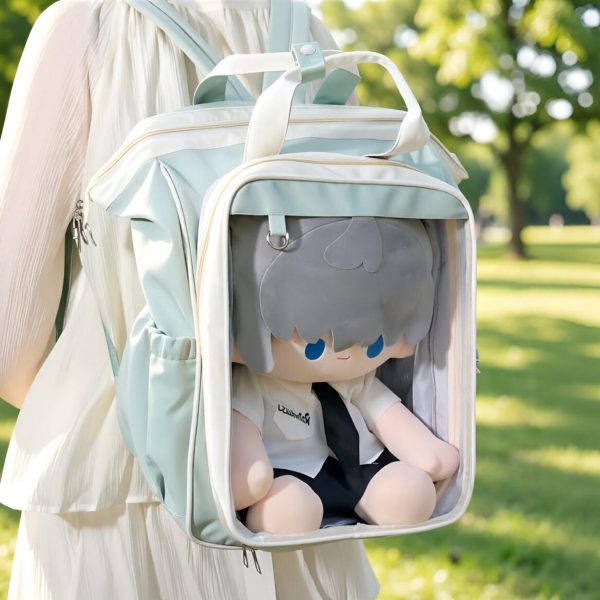 Large Kawaii Ita Backpack with Clear Window for Plushies and Pins — ita backpack detail view