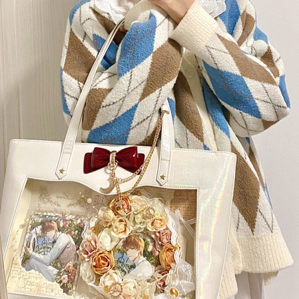 Large Kawaii Ita Shoulder Bag — crossbody ita bag with clear display window