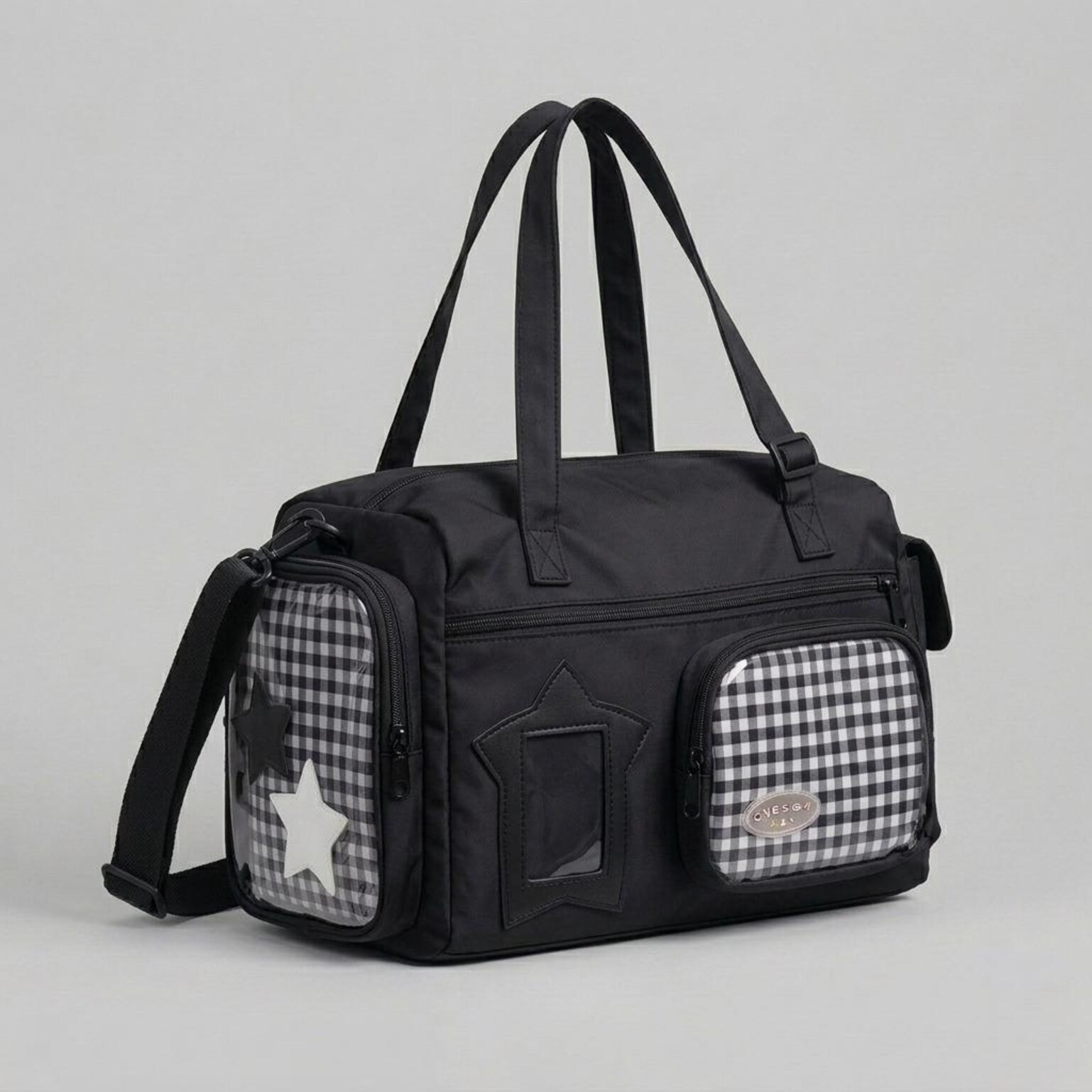 Large Kawaii Y2K Ita Backpack with Clear Window for Pin Display Large Kawaii Y2K Ita Backpack with Clear Window for Pin Display — ita backpack detail view