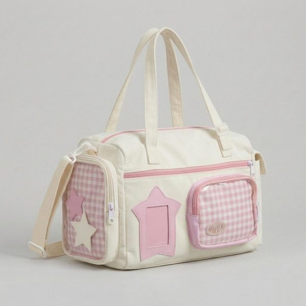 Large Kawaii Y2K Ita Backpack with Clear Window for Pin Display — ita backpack detail view