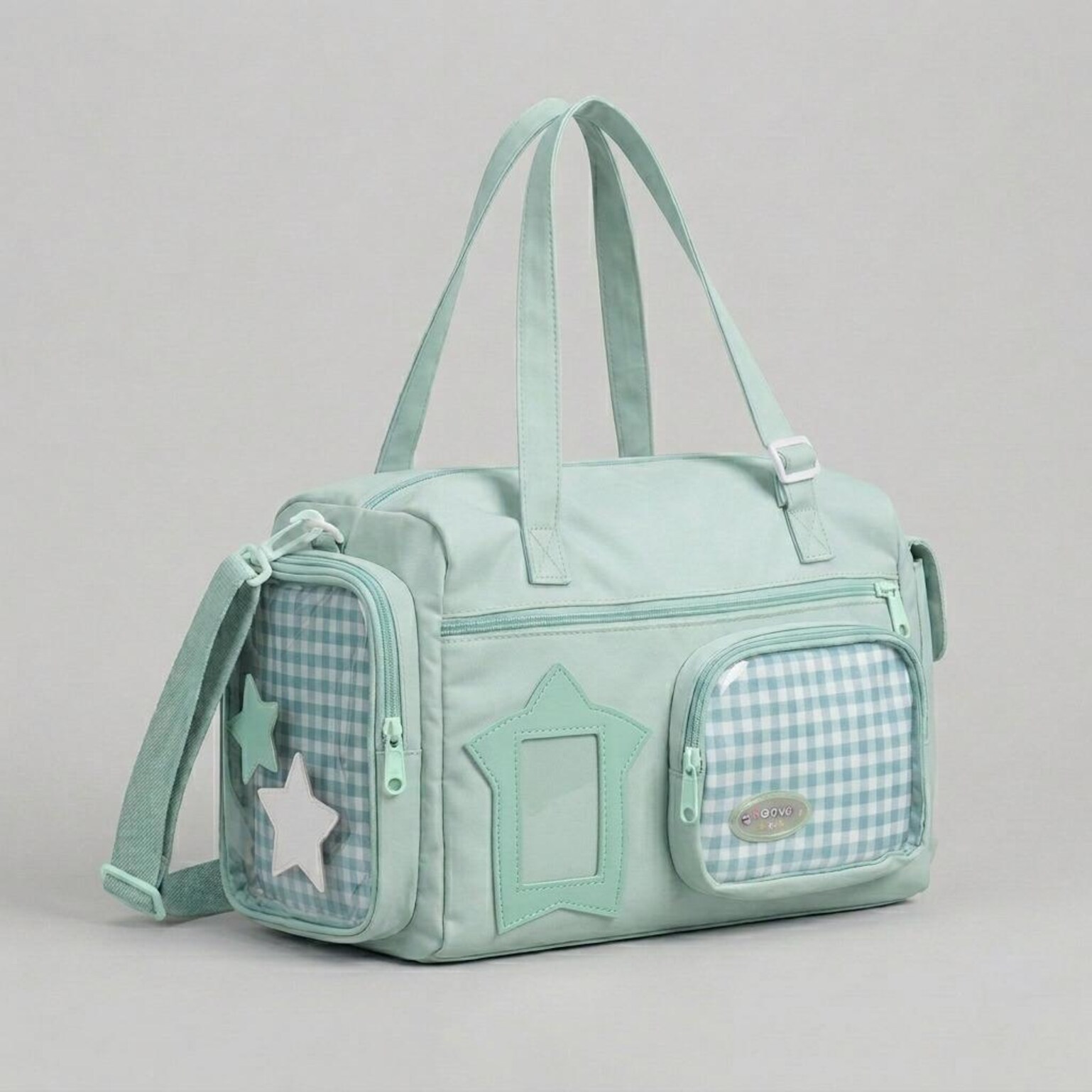 Large Kawaii Y2K Ita Backpack with Clear Window for Pin Display Large Kawaii Y2K Ita Backpack with Clear Window for Pin Display — ita backpack detail view