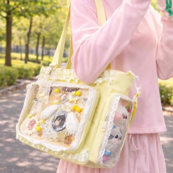 Large Pink Convertible Ita Bag for Pin Display — ita bag detail view