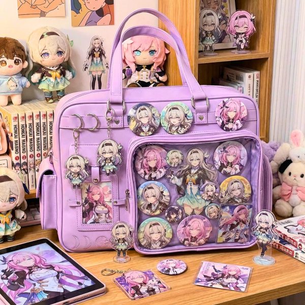 Large Pink Ita Bag with Clear Window for Plushies and Pins — ita bag with clear display window