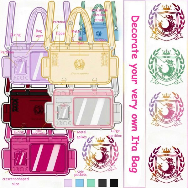 Large Pink Ita Bag with Clear Window for Plushies and Pins — ita bag detail view