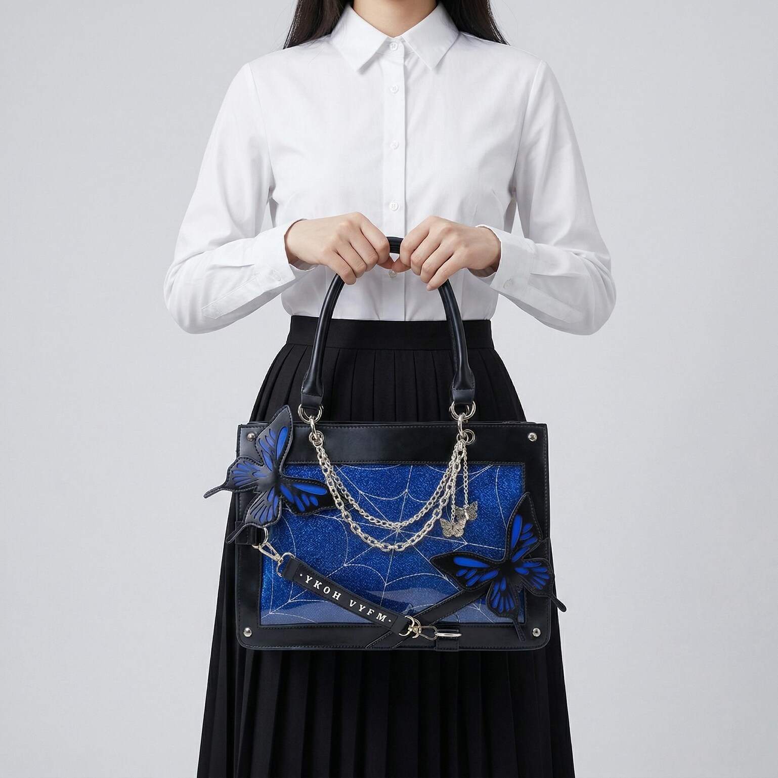 Large Red Kawaii Y2K Ita Handbag with Clear Window for Pin Display Large Red Kawaii Y2K Ita Handbag with Clear Window for Pin Display — ita bag detail view