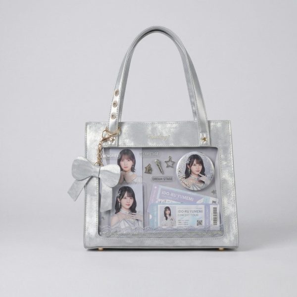 Large Silver Kawaii Y2K Ita Backpack with Clear Window for Plushies and Pins — ita backpack detail view